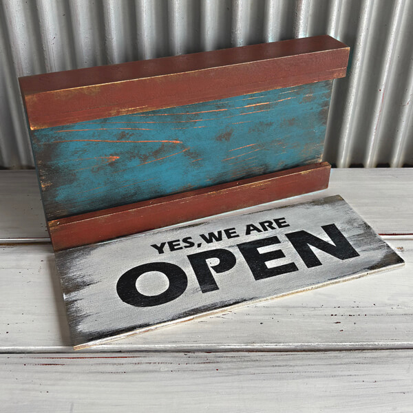 木製スライドOPEN看板ブルー