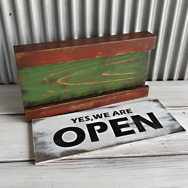 木製スライドOPEN看板グリーン